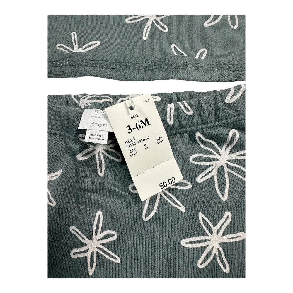 GRAYSON Mini Gray Blue Floral‎ T-Shirt & Pants Set - Size 3-6M - NWT